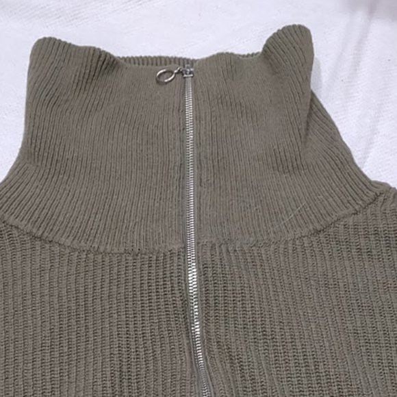 TALBOTS OLIVE GREEN KNIT PULLOVER 1/4 ZIP SHORT WAISTED CROPPED DROP SHOULDER 2X - Picture 4 of 9